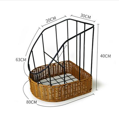 China Fodable Kitchen Food Bread Basket Corner Iron Rattan Handle Metal Wire Woven Fruit Storage Stackable Basket For Bakery Cafe for sale