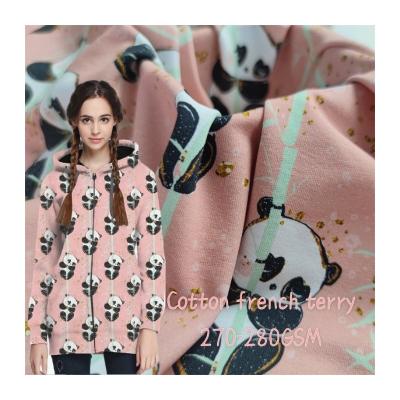 China 2022 Fashion Viable Style Digital Printing Pattern Knit Plain Cotton Spandex French Terry Fabric for sale