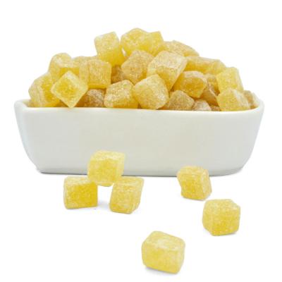 China Fruit Factory Price 10-10 Dried Crystallized Ginger Dried Cubes With Icing Sugar Snack Dried Glazed Ginger for sale