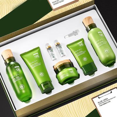 China Universal Aloe Vera Set Hydrating Perfection Seven-Piece Facial Set Moisturizing Acne Skin Care Product Set for sale