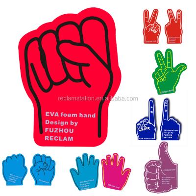 China Promotional Gifts Foam Hand Custom Shape Foam Hand Printed EVA Foam Hand Glove Pointed Finger, Fist Bump Foam Hand Large for sale