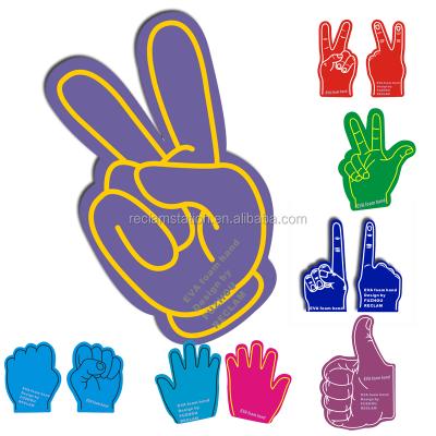 China Big Promotion OEM Sports Fans Eva Foam Finger Cheer Foam Custom Hand Peace EVA Foam Hand Full Color for sale