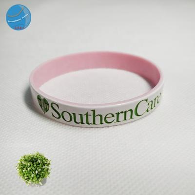 China For Promotion Custom Logo Rubber Bracelet Wrist Band 2 Sides Silicone Wristband Eco-friendly Silicone Wristband for sale