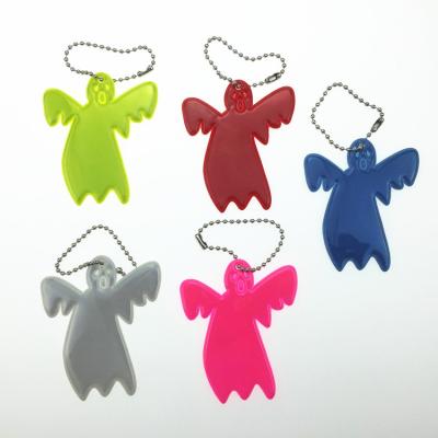 China For Promotion Ghost Shape Reflective PVC Keychains, Safety PVC Reflector Hangers Bag Reflective PVC Pendant Keyring for sale