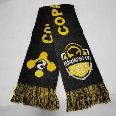 China High Quality Fashion Knitted Custom Long Scarf Logo Fan Club Football Fan Knitted Sports Soccer Scarf for sale