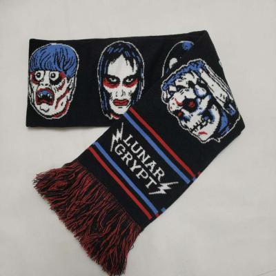 China Custom Soft Touch Feeling Factory Promotion Knitted Scarf Custom Jacquard Soccer Football Scarf Fan Scarf for sale