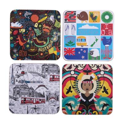 China Sustainable Design Two Sides Printed Drink Coffee Coasters Paper Customized Paper Coaster for sale