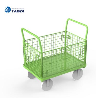 China Stainless Steel Mesh Storage Cart Industrial Hand Cart Sheet Metal Fabrication OEM Customized Trolley Car Best Quality Metal for sale