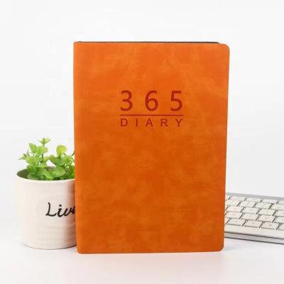 China Soft 2023 Custom Logo A5 Diary Oragnge Paper Diary Softcover Hardcover Diary Planner Making Reusable Notebook 365 Times Planner for sale