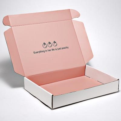 China Factory Recyclable Custom Printed 4 Color Thick Paper Corrugated Clothes Packing Box Packaging White Shipping Mailer Boxes Silver Logo for sale