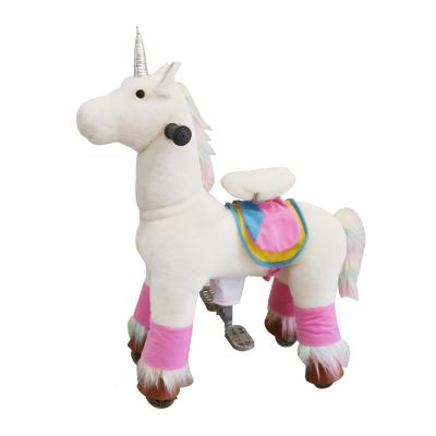 China Ride On Toy 2022 New Ponyfunny Unicorn Plush Toy No Electric Ride On Toys Stuffed Pony Walking Horse With Wheels for sale