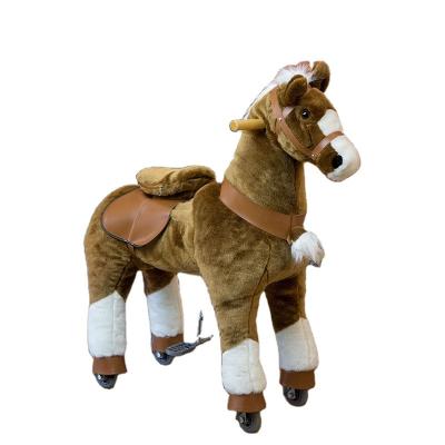 China Mechanical Plush Ponyfunny Horse Toy Ride On Toy Horsepower On Wheels Ride Horse Video for sale