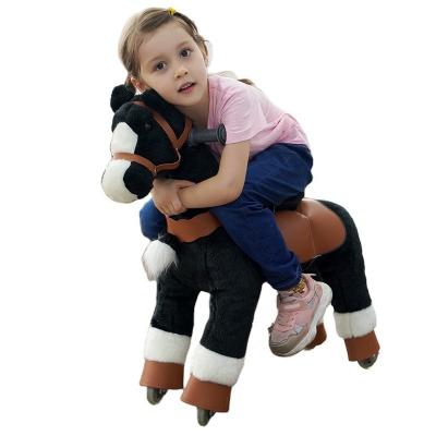 China Ride On Toy Ponyfunny 2022 Plush Pony Ride On Cycle Mechanical Toy Riding Scooter With Four Wheels for sale