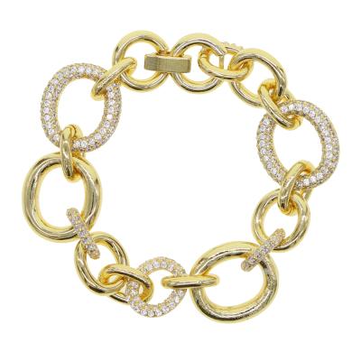 China Hiphop 18K Gold Plated Circle Link Chain Women Bracelet Women Classic Geometric European Jewelry for sale