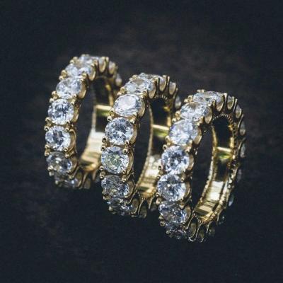 China Hip Hop 18k Gold Plated Bling Iced Out 5MM CZ Engagement Band Ring For Men for sale