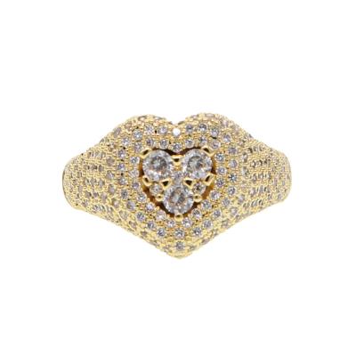 China Bling Bling Ring 5A Shiny Zircon Heart Shape Hiphop Promotion Diamond CZ Women Jewelry for sale