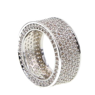 China Hiphop Promotion Full Diamond Round Rectangle Ring Micro Pave CZ Sparkling Bling Hip Hop Men Jewelry for sale