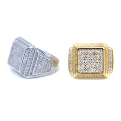 China Hiphop Promotion Iced Out Bling Hip Hop Men Women Ring 5A Zircon CZ Square Shape Ring for sale