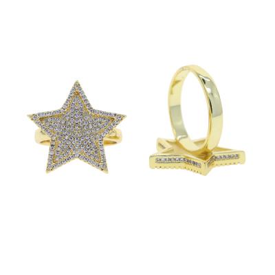 China Hiphop promotion iced out micro bling pave men boy star diamond shape CZ hip hop ring for sale