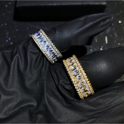 China Hiphop Iced Out Bling CZ Mens Engagement Band Silver Gold Plated Full CZ Eternity Band Men Ring for sale