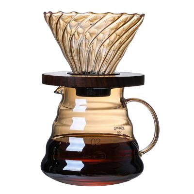 China Wholesale New Style Hand Stocked Drip V60 Pour Over Glass Coffee Server Filter Cup Coffee Pot for sale