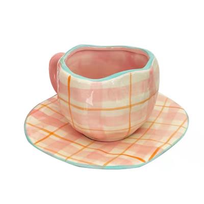 China 200ML Style Disposable Hot Ceramic Coffee Cup With Saucer And Coffee Cups And Saucers Afternoon Tea Set for sale