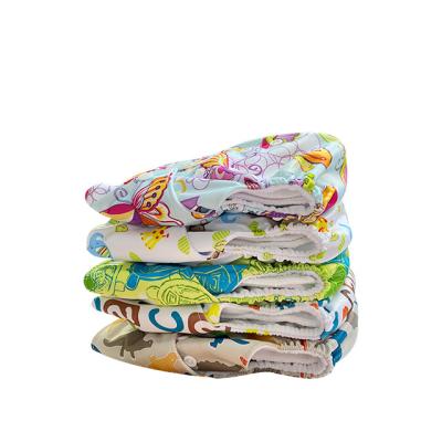 China Printed Washable Reusable Wholesale Diaper 5 Pack Cloth Printing Eco Friendly Baby Diapers With 4 Diaper Microfiber Inserts for sale