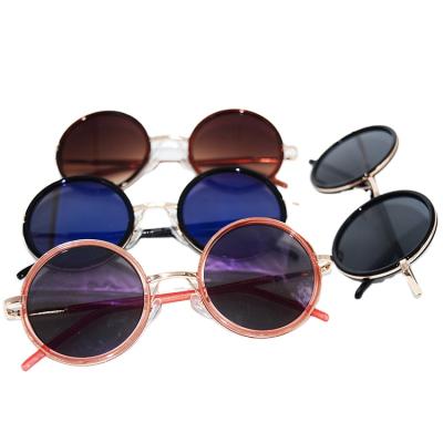 China Custom Logo Dark Brown Round Lens Vintage Sunglasses Retro Fashion Sunglasses Manufacturer for sale