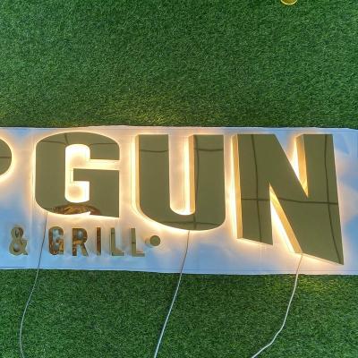 China Buildings Diy Stainless Steel Black 3D Letter Outdoor Waterproof Backlit Sign Led Backlit Led Channel Letter Sign for sale