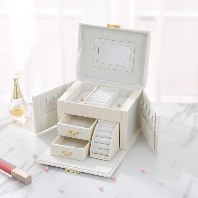 China Custom Fashion Earring Jewelry Ring Box Jewelry Display Organizer PU Leather Jewelry Box for sale