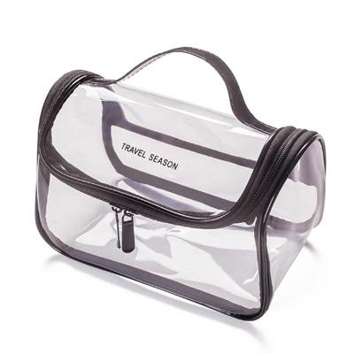 China Eco-friendly Transparent Waterproof Cosmetic Clear Handbag Toiletries Zipper PVC Travel Cosmetic Bag Storage for sale