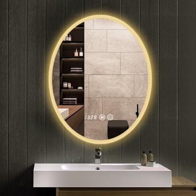 China Magnifying Base Organic Chemicals Design Smart Oval Wash Basin Led Mirror Vanity Hotel Led Mirror Light Custom for sale