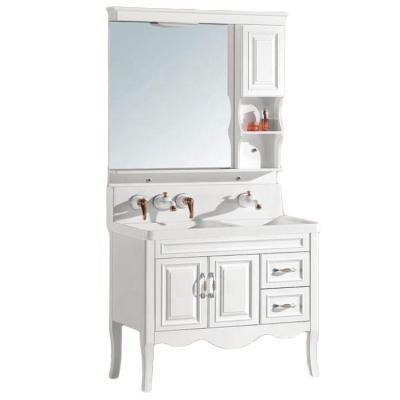 China Modern Luxury Design Excellent Quality Floor Standing PVC Bathroom Cabinet Bathroom Vanities With Light for sale