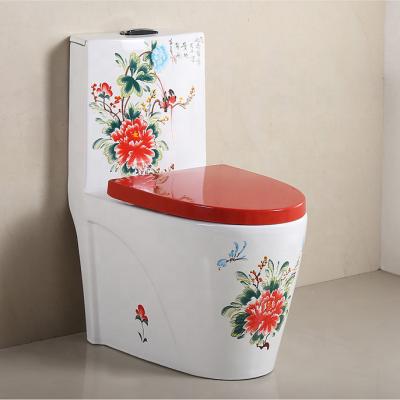 China European automatic operation siphon flushing multi-color gold ceramic WC ware toilet WC inodoro sanitary toilet for sale