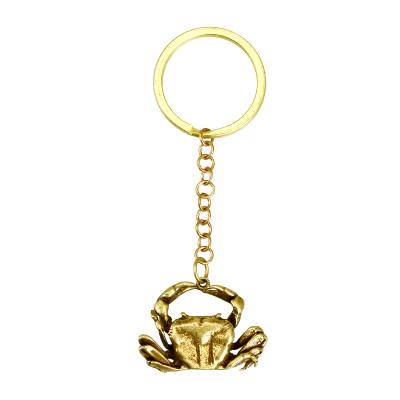 China Wholesale Custom Creative Miniature Brass Retro Solid Crab Key Chain From China Engraving GTJ014 for sale