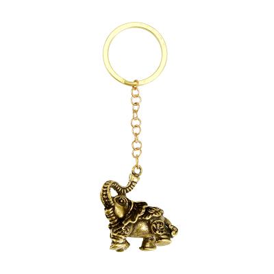 China Wholesale Custom Cute Brass Solid Retro Elephant GTJ004 Elephant Key Chain From China for sale