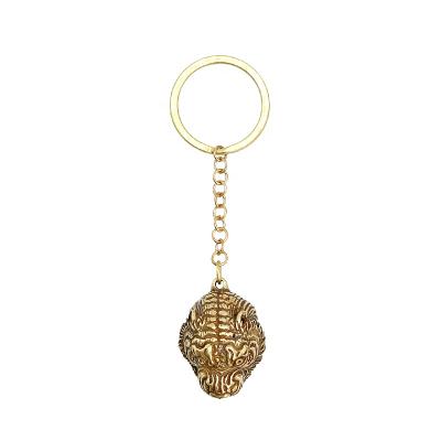 China Wholesale Custom CA270 China Zodiac Tiger Head Pure Brass Pendant Key Chain for sale