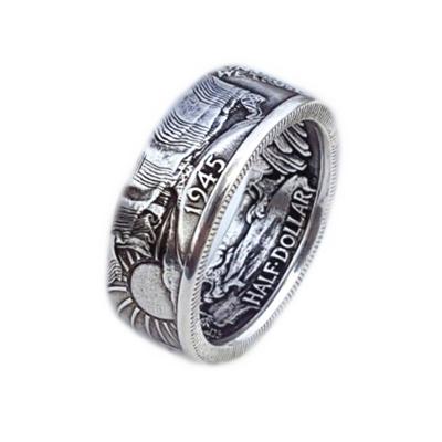 China Hot-selling Punk Jewelry 2021 New Alloy Silvered American Morgan Coin Ring In Europe And America for sale