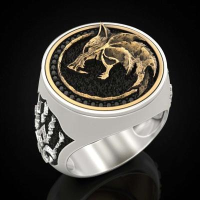 China New Retro Religious Fashion Men's Wolf Ring Personality Punk Ring for sale