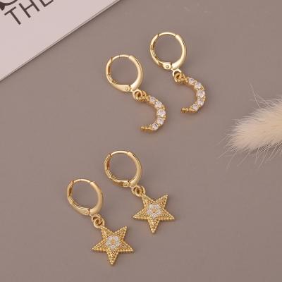 China Hiphop 2021 cute cool new earrings moon star jewelry earrings ladies small earrings for sale