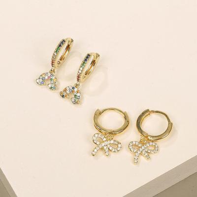 China Hiphop 2021 cute cool news earrings bow jewelry ladies earrings rainbow earrings small for sale