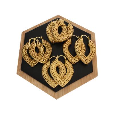 China FASHIONABLE Wholesale Cheap Jewelry Copper Gold Plated Hollow Earrings Pattern Indian Earrings Earrings for sale