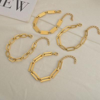 China Geometry Stainless Steel Love Heart Gold Plated Bracelet Thin Stainless Steel Brace for sale