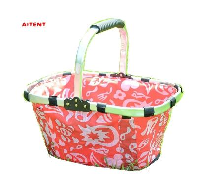 China Cheap Hot Selling Minimalist Folding Picnic Handle Basket With Aluminum Frame for sale