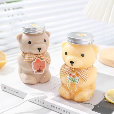 China Plastic Juice Milktea Bottle with Cap Reusable Bear Shape for sale