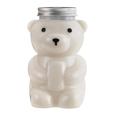 China Shipping Cost Pet Base Material Creative Bear Shape Plastic Bubble Bottle with Aluminum Caps for sale