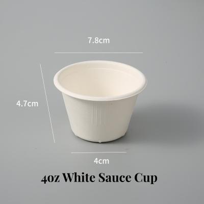 Κίνα 4oz ζαχαροκάλαμο Bagasse Compostable Sauce Cup Φλεξογραφική εκτύπωση και βιώσιμο καπάκι προς πώληση