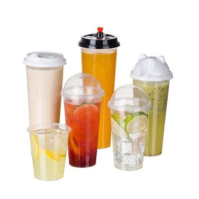 China Custom Logo Bubble Tea Cup 12oz/16oz/20oz/24oz Capacity PP Clear Plastic Cup with Lid for sale