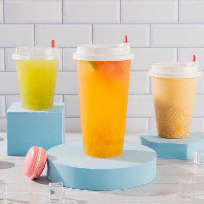 China Custom Beverage Milk Tea Cup with Lid Simple Style PP Disposable Transparent Plastic for sale