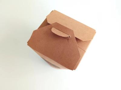 China 10*10*8cm Disposable Custom Chip Box Eco-Friendly Kraft Paper Noodle Packing Box for sale